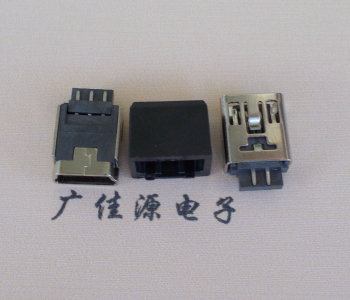 抚州MINI USB 5Pin接口 带护套焊线母座 B型180度铜壳